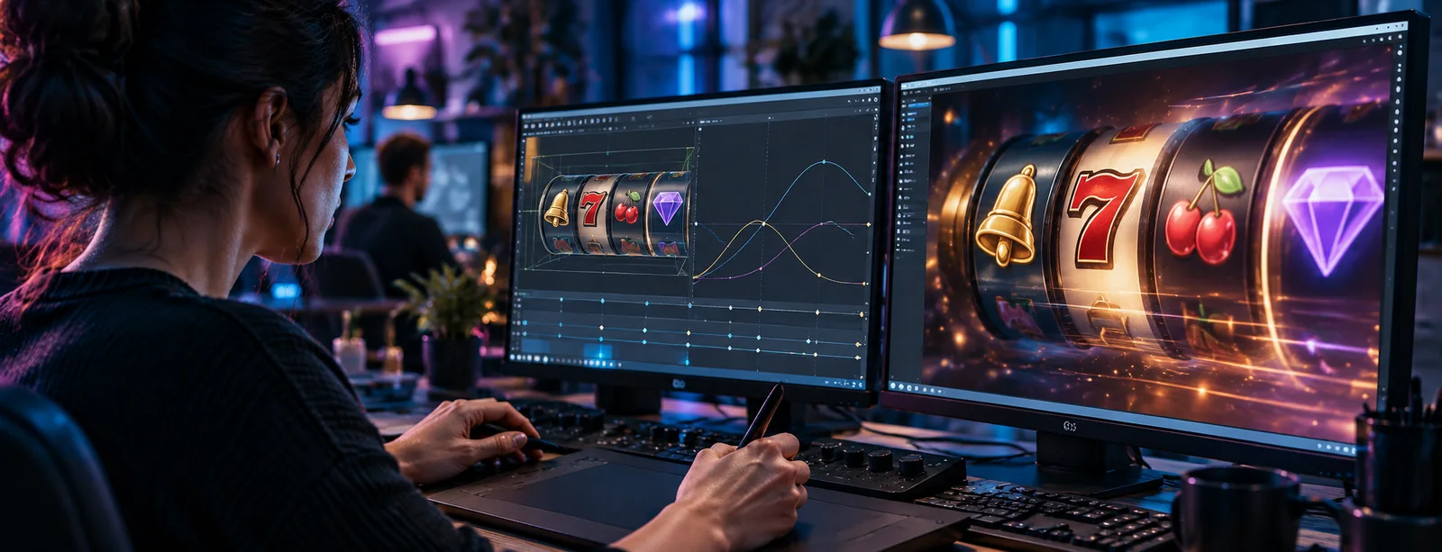 A participant tests an interface for 3D animation and visual effects during a hands-on session.