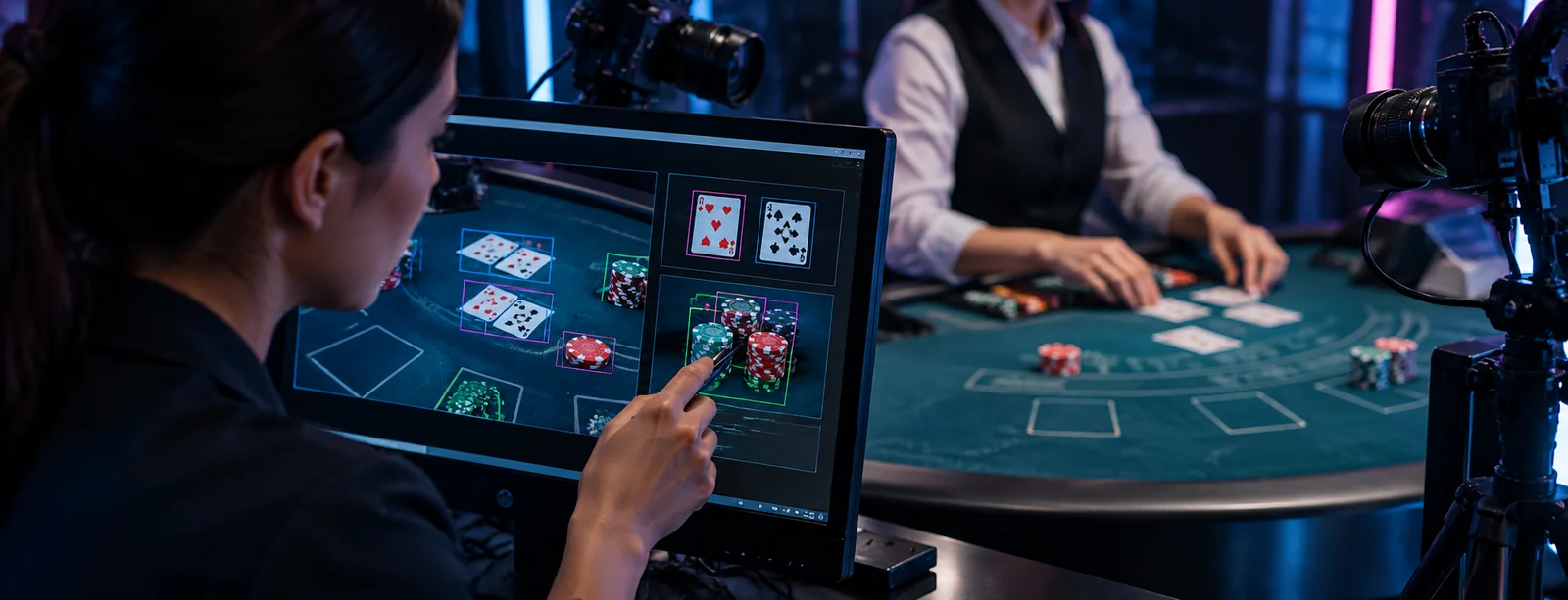 A participant tests an interface for AI-powered visual recognition in iGaming during a hands-on session.