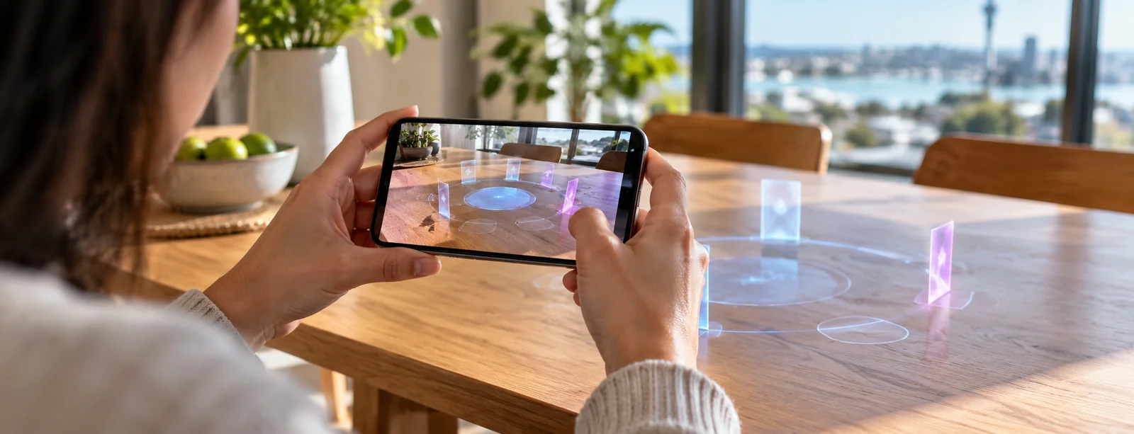 A participant tests an interface for augmented reality in iGaming during a hands-on session.