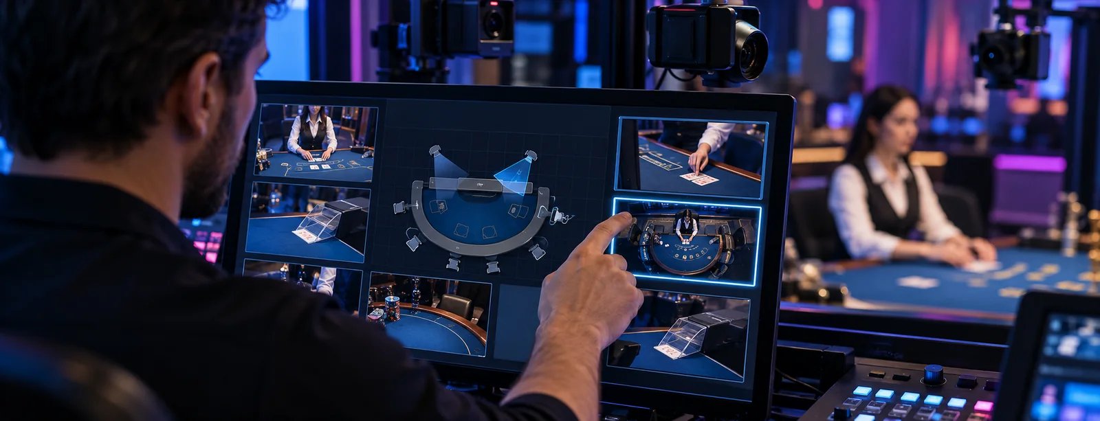 A participant tests an interface for computer vision in live casinos during a hands-on session.