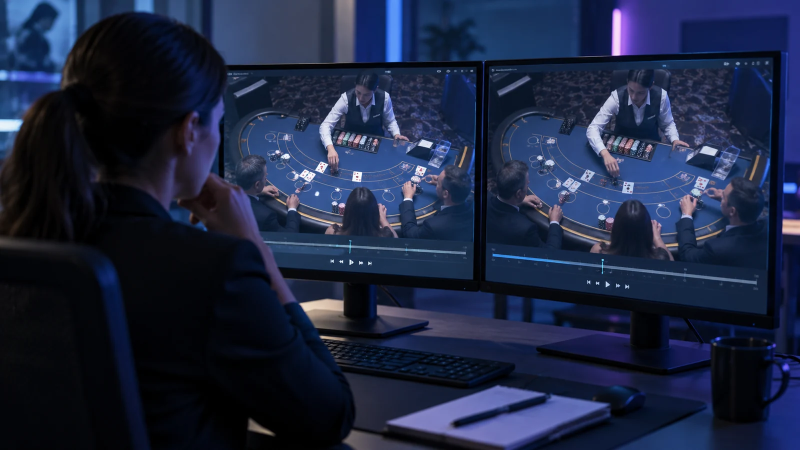 A reviewer compares two camera views of a table event.