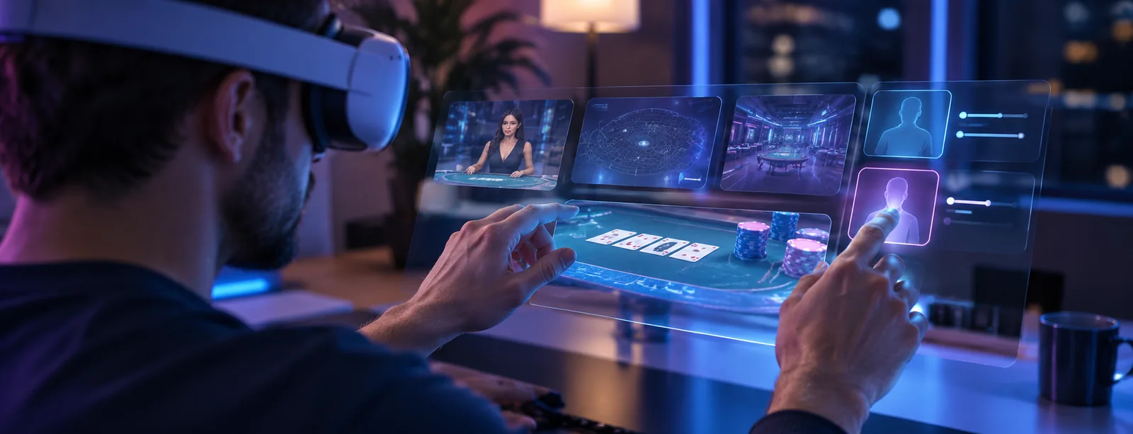 A participant tests an interface for the future of AR and VR in iGaming during a hands-on session.