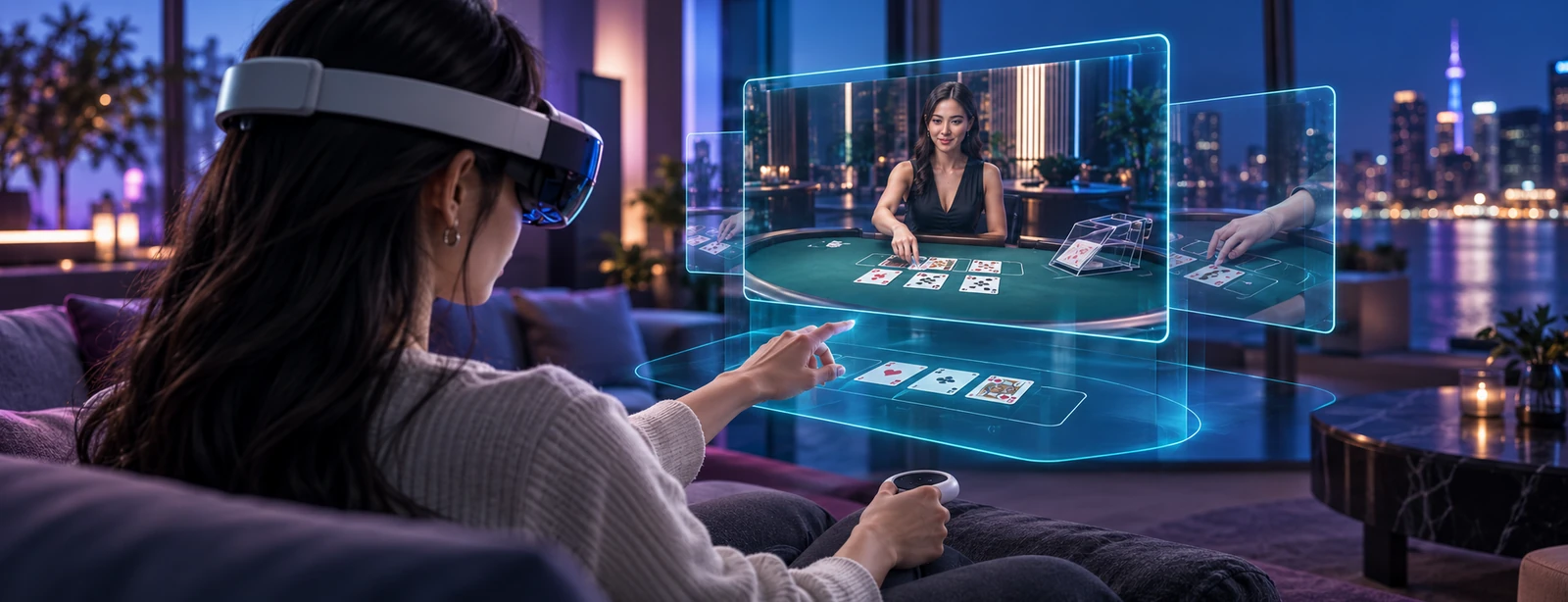 A participant tests an interface for immersive live casino experiences during a hands-on session.