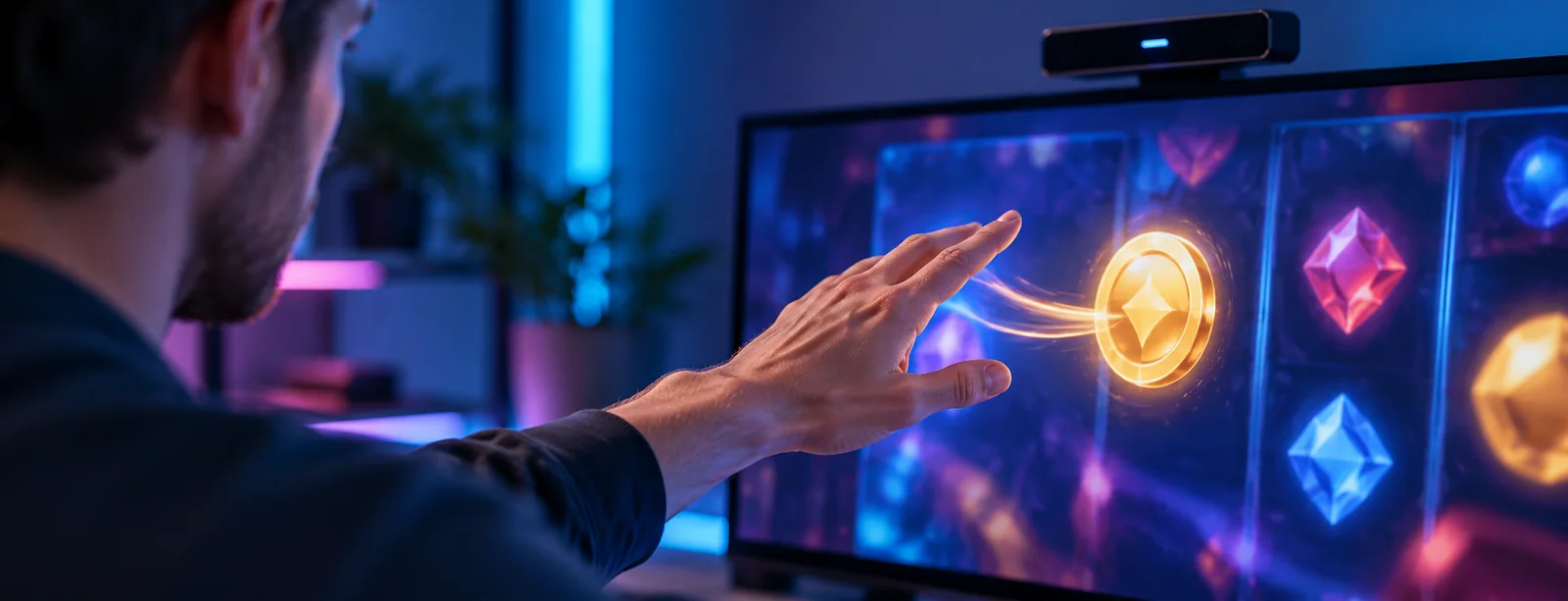 A participant tests an interface for motion tracking and gesture controls in iGaming during a hands-on session.