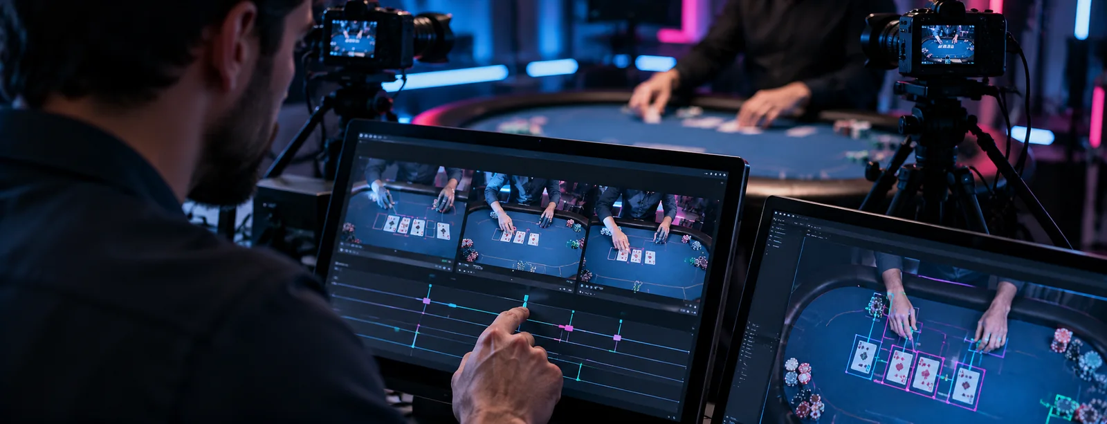 A participant tests an interface for real-time game tracking with computer vision during a hands-on session.