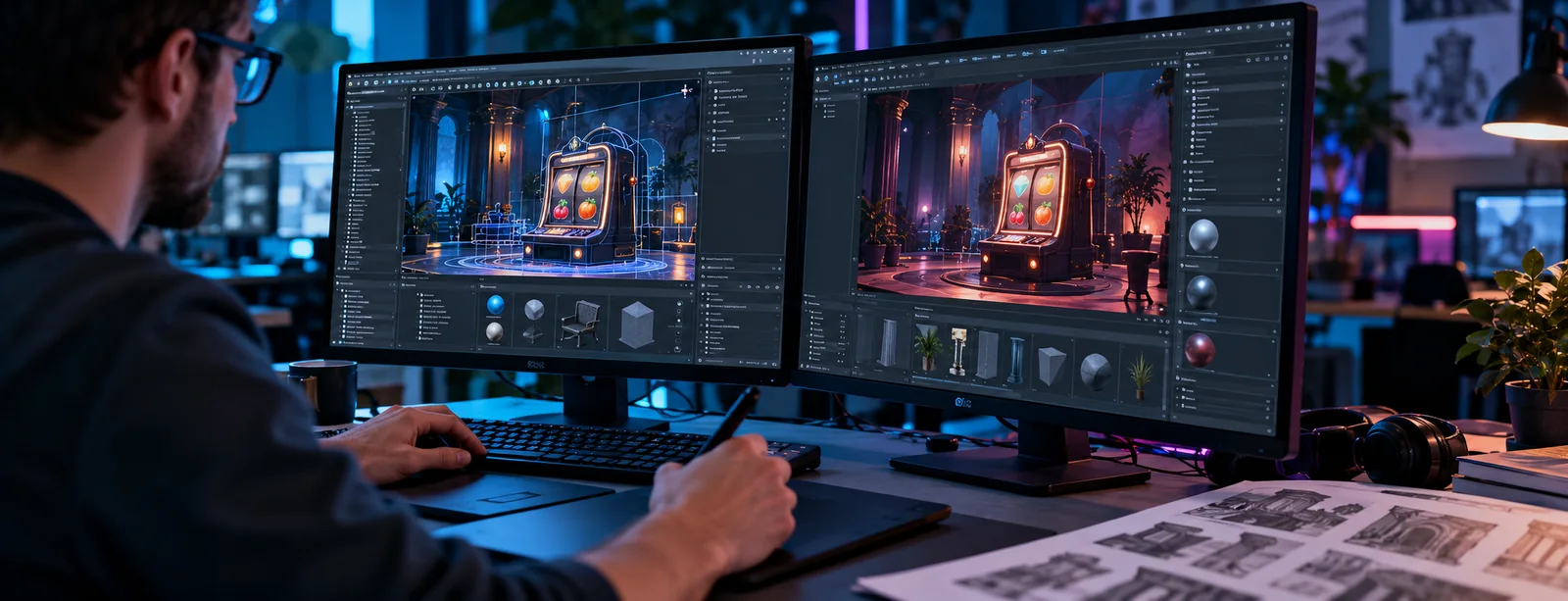 A participant tests an interface for unity and unreal engine in iGaming development during a hands-on session.